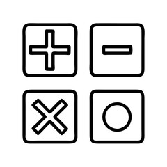 math symbols icon, back to school line art, education icon - simple black line art icon of math symbols, symbolizing back to school celebrations. education vector art.