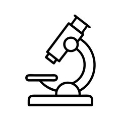 microscope icon, back to school line art, education icon - simple black line art icon of microscope, symbolizing back to school celebrations. education vector art.