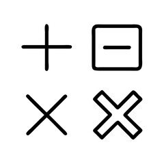 math symbols icon, back to school line art, education icon - simple black line art icon of math symbols, symbolizing back to school celebrations. education vector art.