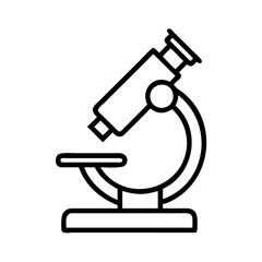 microscope icon, back to school line art, education icon - simple black line art icon of microscope, symbolizing back to school celebrations. education vector art.