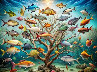 Darwin's Finches: Evolutionary Biology Fish Species Adaptation Study -  Documentary Photography