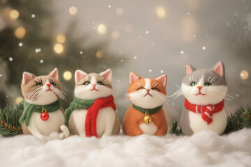 christmas cat and christmas tree