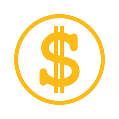 żółty symbol dolara, grafika wektorowa