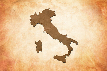Map of Italy made with crumpled kraft paper. Handmade map with recycled material. Italy Independece Day 2nd of June.