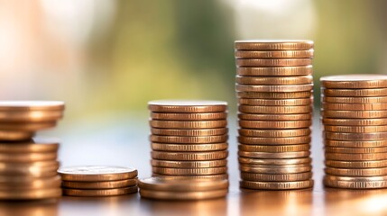 Stacks of Golden Coins Financial Growth Concept Wealth Investment and Savings Business Finance : Generative AI