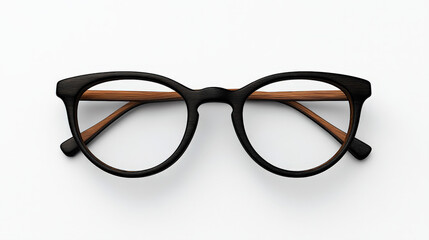 Classic Round Eyeglasses: A timeless and elegant pair of black round eyeglasses with a subtle brown accent on the bridge. The sleek design offers a sophisticated look for everyday wear. 