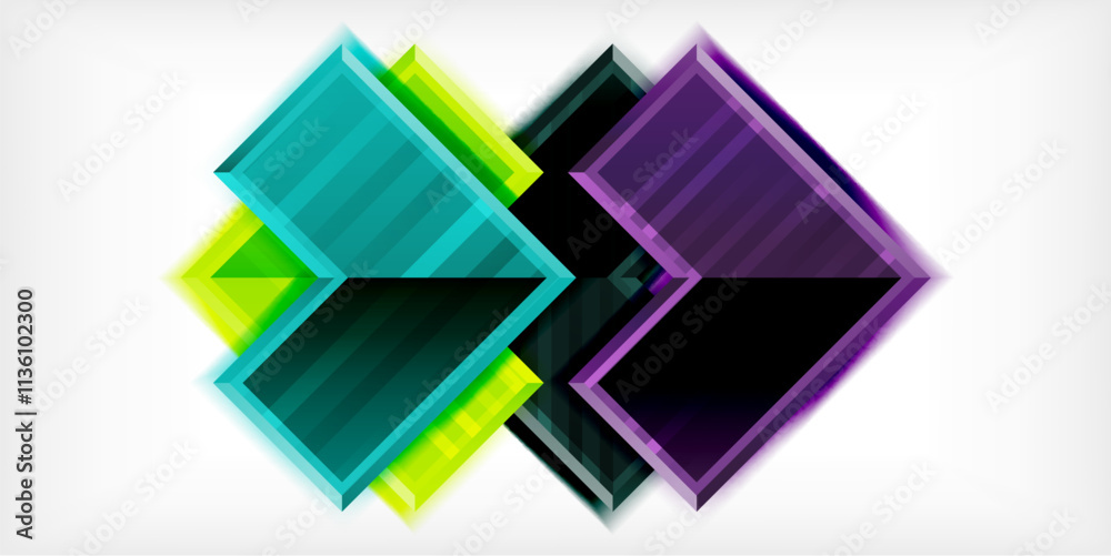 Poster Arrow symbols created with 3d effects and line texture geometric abstract background