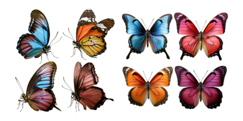 Colorful Butterflies Collection for Nature Lovers, PNG collection, set bundle, isolate on transparent or white background