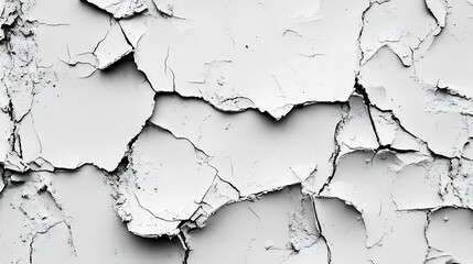 Detailed Cracked White Paint Texture on Wall with Weathered and Peeling Surface for Artistic Vintage Projects : Generative AI