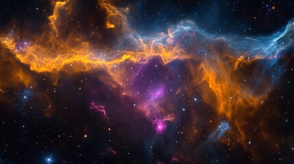 Naklejka premium Nebula with vibrant orange and blue gases