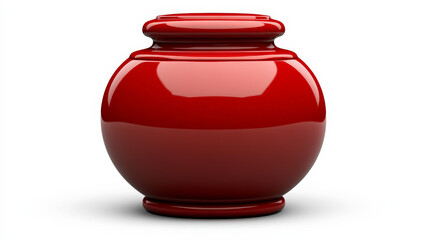 Red Ceramic Pot: A sleek, modern red ceramic pot, perfect for minimalist decor or floral arrangements. Its smooth, glossy finish adds a touch of sophistication to any space. 