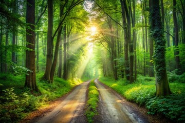 Obraz premium Double Exposure Forest Paths Choice