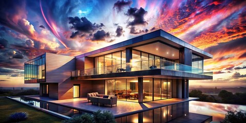 Obraz premium Double Exposure Modern Homes: Surreal Architectural Photography