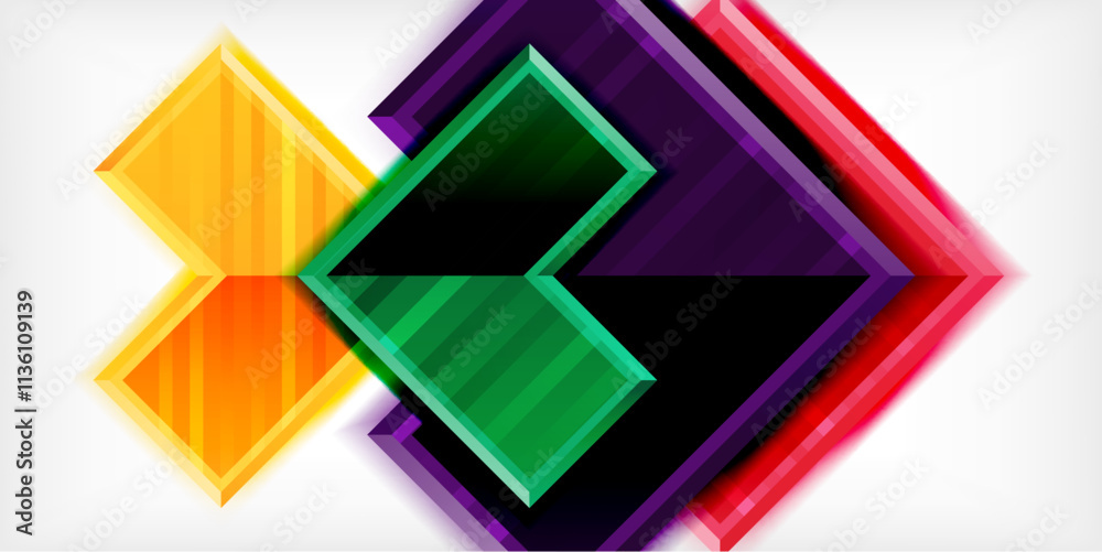 Poster Arrow symbols created with 3d effects and line texture geometric abstract background