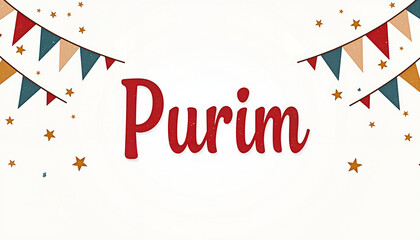 Obraz premium Colorful Purim festival banner with festive decorations and playful design