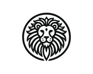 Lion head logo, lion head icon, lion face logo. Simple silhouette. Flat style. Black lion face icon logo. Logo design template. Vector illustration. Animal logotype concept.