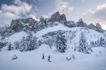 Sella Massiv vom Grödner Joch, Passo Gardena, Südtirol, Alto Adige, Italien