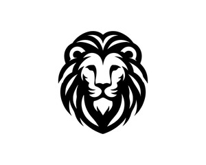 Lion head logo, lion head icon, lion face logo. Simple silhouette. Flat style. Black lion face icon logo. Logo design template. Vector illustration. Animal logotype concept.