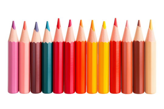 Detailed view of sharp color pencil point. isolated on white background or png background or transparent background.