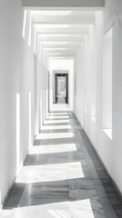 Sunlit White Corridor: Modern Architecture