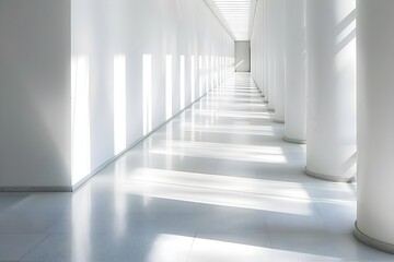 Sunlit White Corridor: Modern Architecture