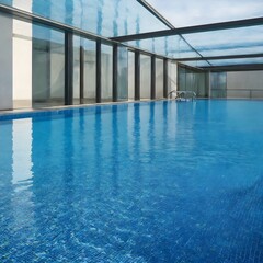 Obraz premium swimming pool in a house with a glazed ceiling
