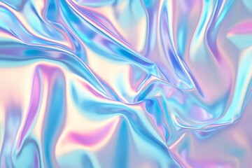 Fototapeta premium Exploring the beauty of iridescent sheen on flowing fabric with stunning rainbow reflections and textures in soft pastel hues