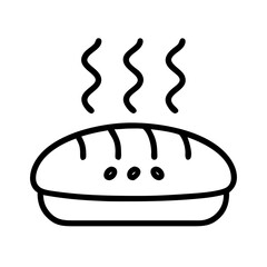 baked bread icon, fall line art, fall icon - simple black line art icon of baked bread, symbolizing fall celebrations. fall vector art.