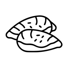 baked sweet potatoes icon, fall line art, fall icon - simple black line art icon of baked sweet potatoes, symbolizing fall celebrations. fall vector art.