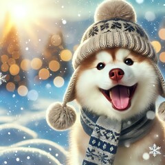 Festive Dog in Winter Clothing