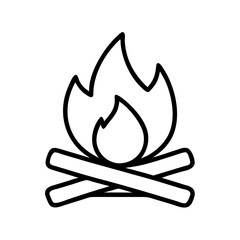 bonfire icon, fall line art, fall icon - simple black line art icon of bonfire, symbolizing fall celebrations. fall vector art.