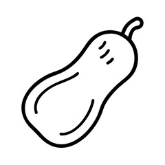 butternut squash icon, fall line art, fall icon - simple black line art icon of butternut squash, symbolizing fall celebrations. fall vector art.