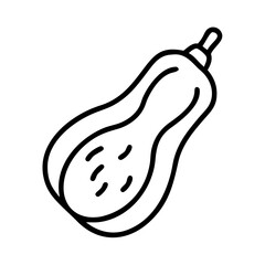 butternut squash icon, fall line art, fall icon - simple black line art icon of butternut squash, symbolizing fall celebrations. fall vector art.