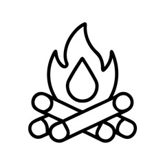campfire icon, fall line art, fall icon - simple black line art icon of campfire, symbolizing fall celebrations. fall vector art.
