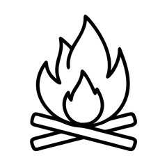 campfire icon, fall line art, fall icon - simple black line art icon of campfire, symbolizing fall celebrations. fall vector art.