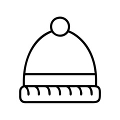 cozy beanie icon, fall line art, fall icon - simple black line art icon of cozy beanie, symbolizing fall celebrations. fall vector art.