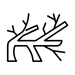 fallen tree branches icon, fall line art, fall icon - simple black line art icon of fallen tree branches, symbolizing fall celebrations. fall vector art.