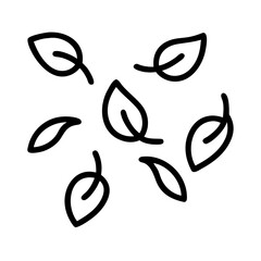falling leaves icon, fall line art, fall icon - simple black line art icon of falling leaves, symbolizing fall celebrations. fall vector art.
