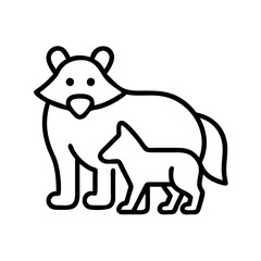 forest animals icon, fall line art, fall icon - simple black line art icon of forest animals, symbolizing fall celebrations. fall vector art.