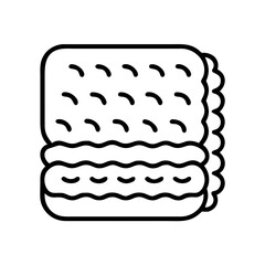 fuzzy blanket icon, fall line art, fall icon - simple black line art icon of fuzzy blanket, symbolizing fall celebrations. fall vector art.