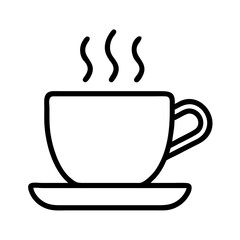 hot cup of coffee icon, fall line art, fall icon - simple black line art icon of hot cup of coffee, symbolizing fall celebrations. fall vector art.