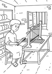 Religious and Kind Man Journey in Bible children Coloring page and Sheet Illustration