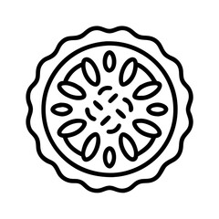 Fototapeta premium pecan pie icon, fall line art, fall icon - simple black line art icon of pecan pie, symbolizing fall celebrations. fall vector art.
