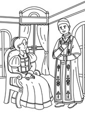 Religious and Kind Man Journey in Bible children Coloring page and Sheet Illustration