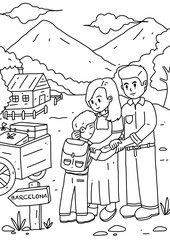 Religious and Kind Man Journey in Bible children Coloring page and Sheet Illustration