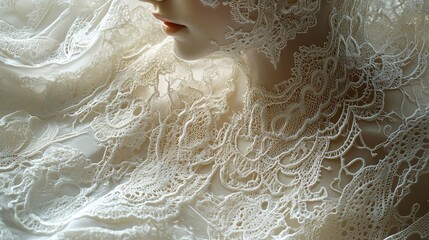 Fototapeta premium Close-up of Exquisite White Lace Fabric
