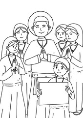 Religious and Kind Man Journey in Bible children Coloring page and Sheet Illustration