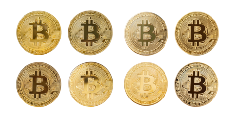Digital Currency Bitcoin Coins Collection, PNG set collection, isolated on transparent background