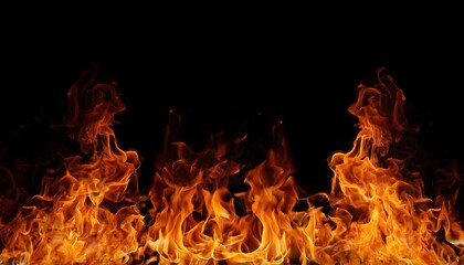 Fototapeta premium Close up of dancing flames with bright colors against a dark background creating a striking visual display. Generative AI