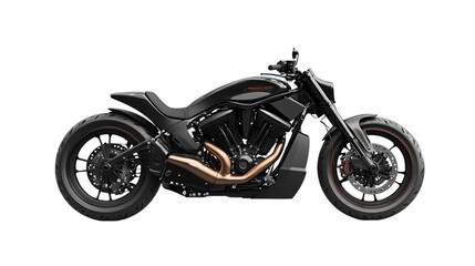 Obraz premium Black Sport Motorcycle with Isolated Background, Concept of Race and Speed